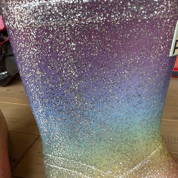 Sparkle Pink Kids Rainbow Rain Boots - Picture 3 of 4
